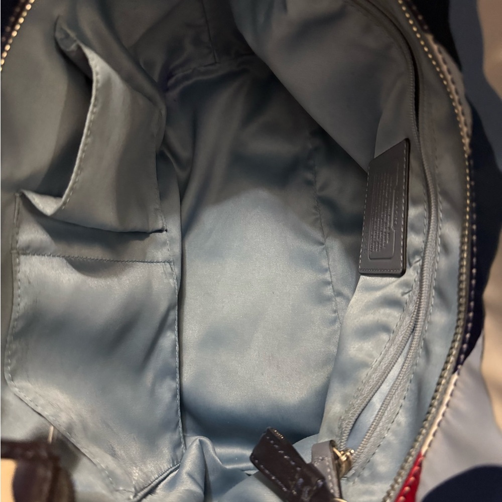 Coach Blue and Red Patterned Bag w/ matching wallet - Picture 3 of 5